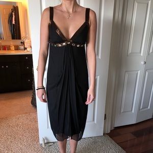 Meghan black silk dress with jewel embellishment